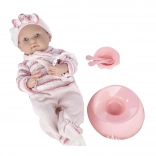 Poupée bébé en combinaison rose 40 cm avec accessoires