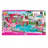 barbie piscine de rêve – set de jeu avec toboggan, jacuzzi et snack-bar
