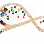 Circuit de train en bois – set de 48 pièces