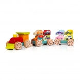 Train avec voitures puzzle en bois