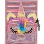 Journal en peluche Licorne avec poche, rose