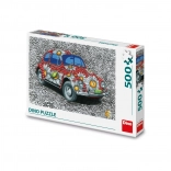 Puzzle peint voiture au motif floral 500 pièces