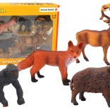 Ensemble de figurines d'animaux de la forêt Cerf, Sanglier, Renard, Gorille