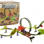 Piste de course spirale avec dinosaures avec lumière et son