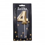 Bougie de fête dorée chiffre 4