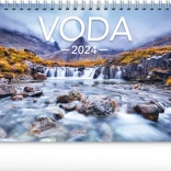 Calendrier de bureau Eau 2024, bilingue tchèque-slovaque, 23,1 × 14,5 cm