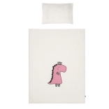 Parure de lit bébé 3 pièces BELISIMA Dino 3D crème‑rose 100 × 135 cm