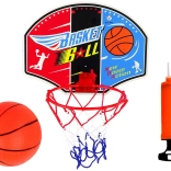 Mini panier de basket avec panneau, arceau, ballon et petite pompe