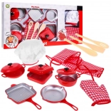 Ensemble rouge du petit chef pour enfants 3+ – costume de chef, casseroles et accessoires, 14 pièces