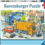 Puzzle Ravensburger Eboueurs et Dépanneuse 2x24 pièces