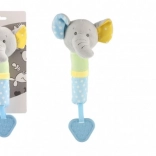 Éléphant en peluche avec hochet et anneau de dentition 23 cm