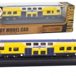 Modèle de train de collection en métal jaune‑bleu 1:48