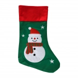 Chaussette de Noël verte avec Bonhomme de Neige