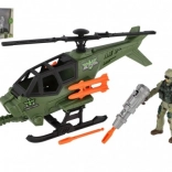 Hélicoptère militaire avec soldat et accessoires – set de jeu en plastique