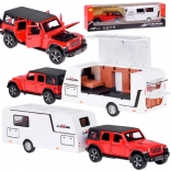 Voiture tout-terrain avec caravane avec lumières et sons 1:32 – rouge