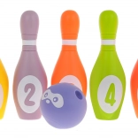 Quilles en mousse avec balle pour enfants 6 mois+ (5 pcs) – couleurs pastel et sifflet