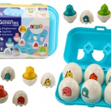 Ensemble coloré de six œufs de dinosaures géométriques