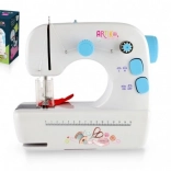 Machine à coudre compacte avec structure métallique et effets lumineux