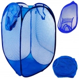 Panier à linge pliable en maille avec poche, 40 l, bleu