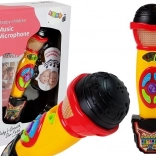 Microphone karaoké pour enfants jaune‑noir avec enregistrement et effets lumineux