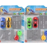 Ensemble de voitures à ressort avec rampe et mur à détruire