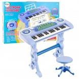 Petit piano électronique pour enfants avec microphone, 37 touches, bleu