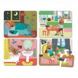 Vilac puzzle en bois Maison – 4 puzzles de 6 pièces dans un coffret