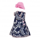 Tenue pour poupée 44 cm – robe à fleurs et petit chapeau rose PETITCOLLIN