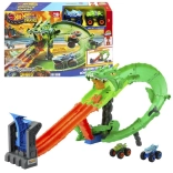 Hot Wheels Monster Trucks Course du dragon – set de piste à double lancement avec 2 voitures