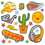 Autocollants thermocollants YO – petite planche aux motifs d’été