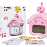 réveil pour enfants maison de chat avec veilleuse et écran