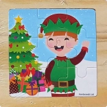 Puzzle en bois Noël avec lutin – 9 pièces