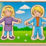 Puzzle en bois pour enfants Habillage avec garçon et fille