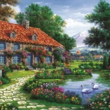 Puzzle Jardin avec des cygnes 1500 pièces ART PUZZLE