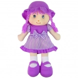 Poupée textile à câliner violette, à rayures, 50 cm