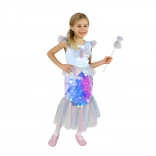 Costume enfant sirène S – robe à paillettes et baguette magique