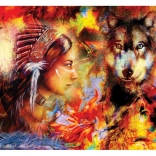 Puzzle Fille et Loup 1500 pièces