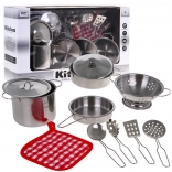 Ensemble pour enfants de casseroles en métal + accessoires de cuisine - 11 pièces
