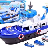 bateau de police avec héliport et véhicules – set de jeu