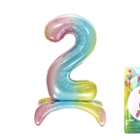 Ballon en feuille gonflable chiffre 2 arc-en-ciel 80 cm