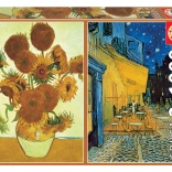 Puzzle Tournesols et Terrasse du Café la Nuit 2x1000 Pièces