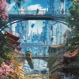 Puzzle HEYE Future Cities : Quartier commerçant 1000 pièces