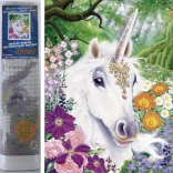 Peinture diamant Licorne parmi les fleurs 30 × 40 cm