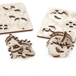 Ugears Puzzle 3D mécanique en bois – 4 porte-clés mécaniques Symboles de caractère