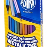 Crayons de couleur métalliques Astra 12 pcs avec taille-crayon