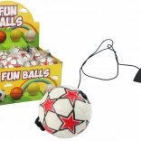 Balle de football sur élastique yo-yo 6 cm – blanche avec étoiles