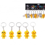 Porte-clés smiley, métal/plastique, 9 cm
