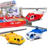 Hélicoptère de sauvetage en métal avec propulsion à friction et portes ouvrantes