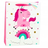 Sac cadeau pour enfants licorne arc-en-ciel rose