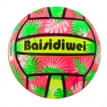 Balle en caoutchouc brillante à feuilles rose‑vert 24 cm